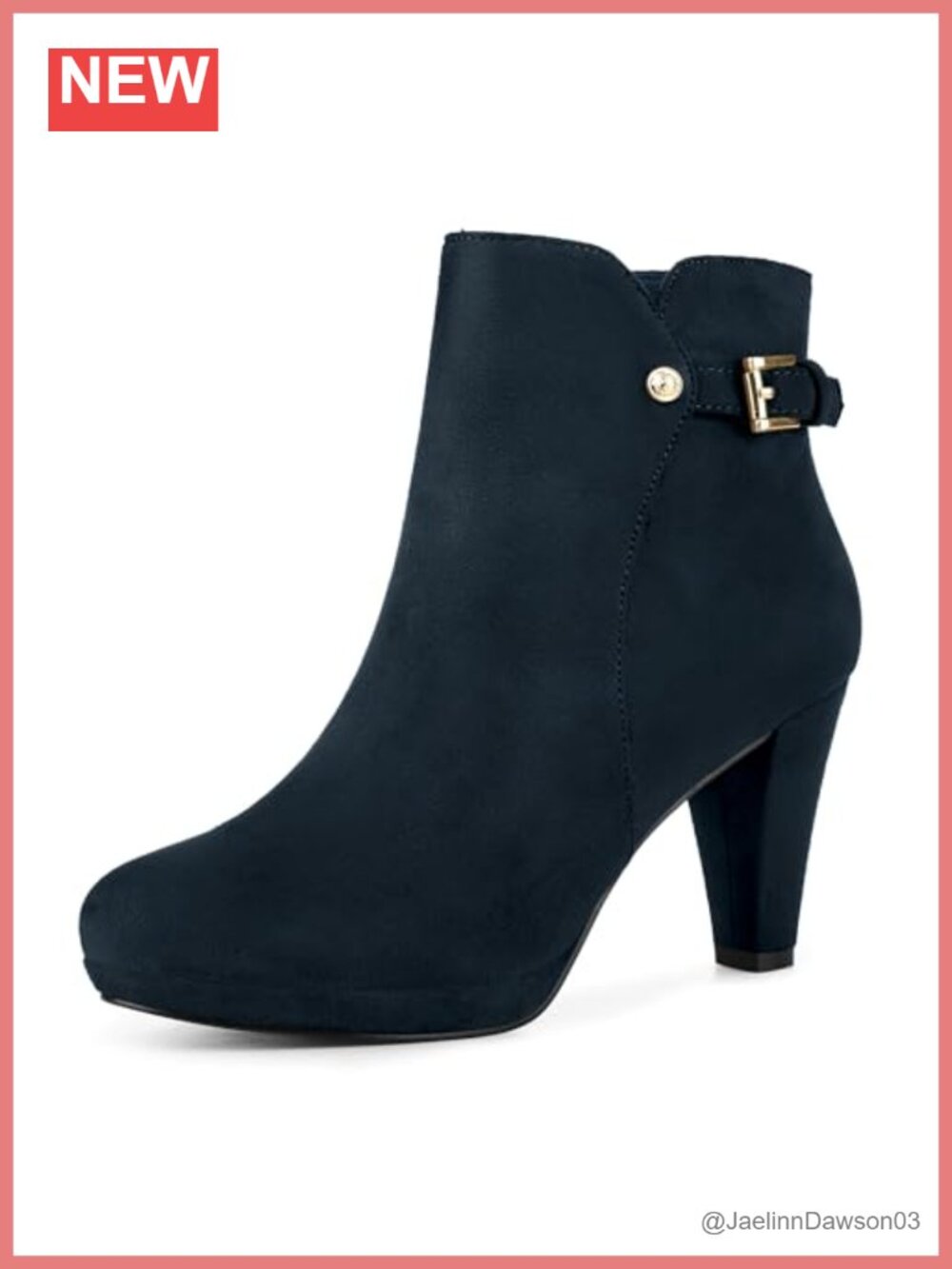 Faux Suede Platform Ankle Booties Side Zip Chunky Heel